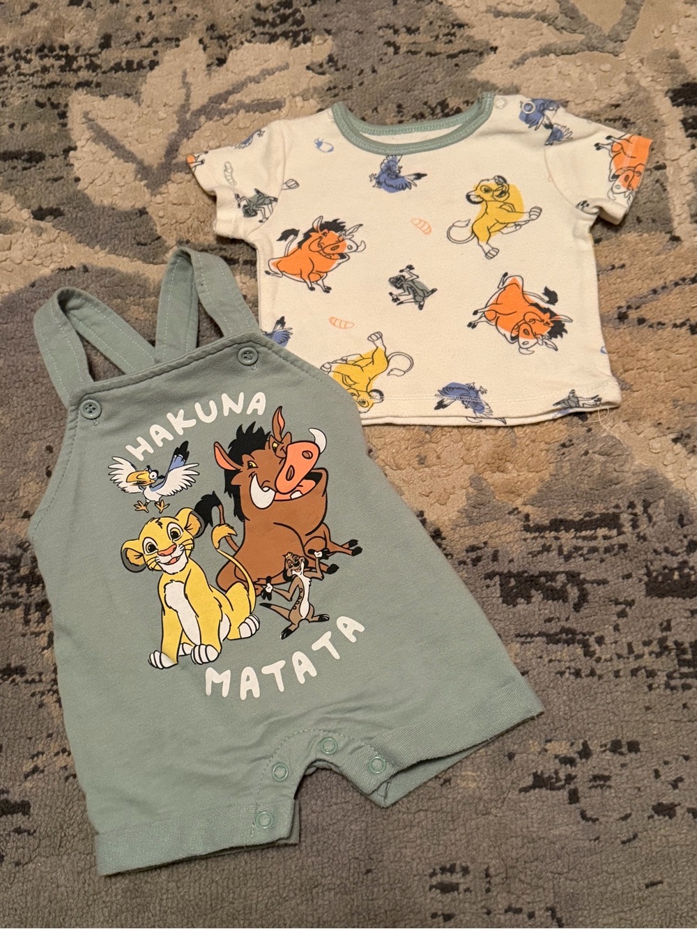 Disney Hakuna Matata Overalls Romper Set with Graphic Tee 0-3
